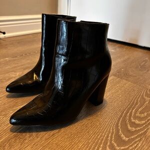 Lulu’s faux crocodile black booties